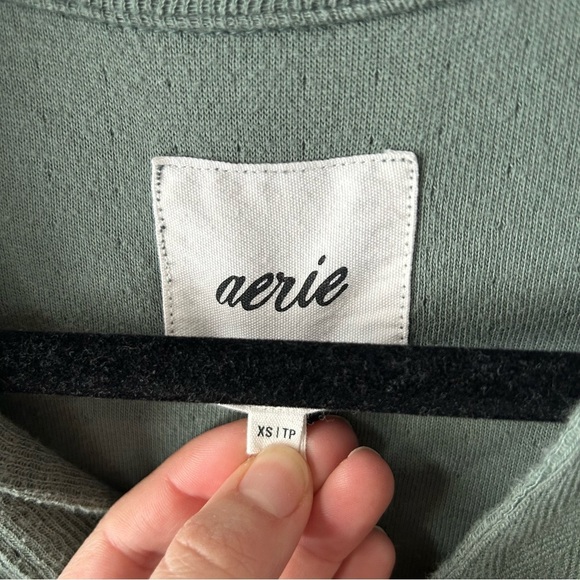 Aerie Endless Summer Polo Sweatshirt Green - Picture 8 of 12